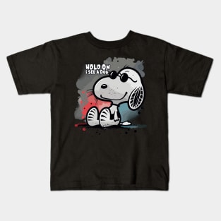 Dog Distraction - Hold On I See a dog Kids T-Shirt